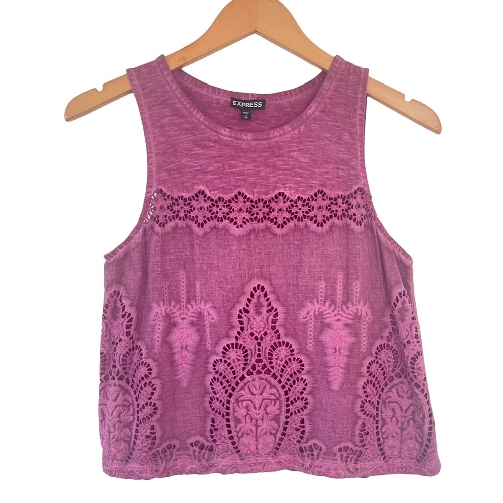 Express magenta cropped boho women’s Tank Top XS 100% cotton